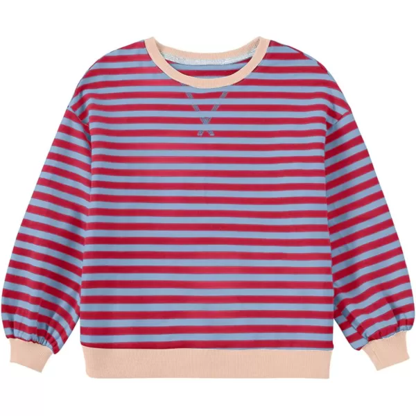 blibean Girls Cotton Long Sleeve Sweathirts Striped Color Block Tops Size 6-15 Years