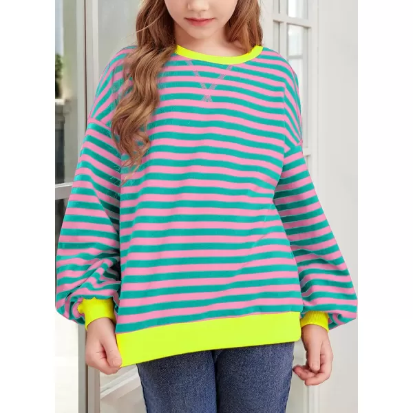 blibean Girls Cotton Long Sleeve Sweathirts Striped Color Block Tops Size 6-15 Years
