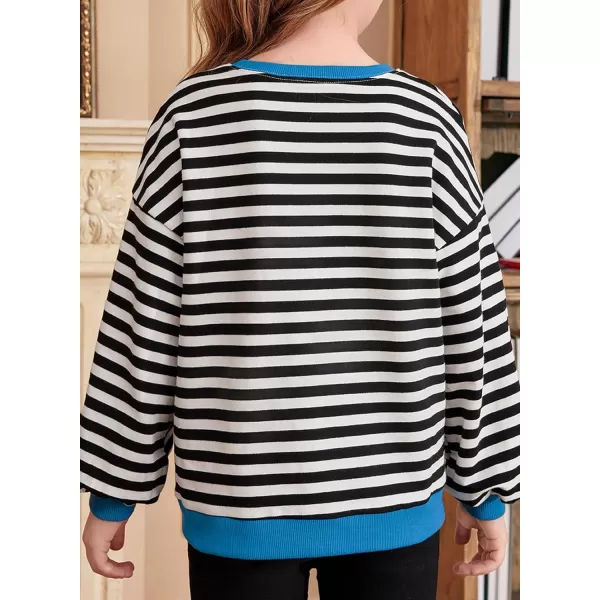 blibean Girls Cotton Long Sleeve Sweathirts Striped Color Block Tops Size 6-15 Years