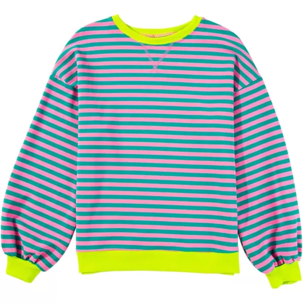 blibean Girls Cotton Long Sleeve Sweathirts Striped Color Block Tops Size 6-15 Years