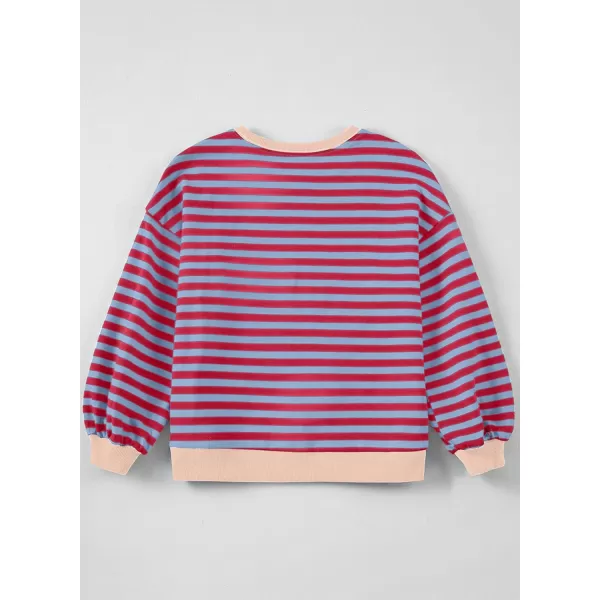 blibean Girls Cotton Long Sleeve Sweathirts Striped Color Block Tops Size 6-15 Years