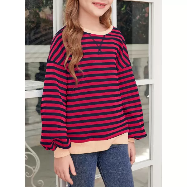 blibean Girls Cotton Long Sleeve Sweathirts Striped Color Block Tops Size 6-15 Years