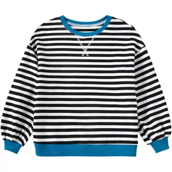 blibean Girls Cotton Long Sleeve Sweathirts Striped Color Block Tops Size 6-15 Years