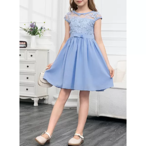 blibean Girls Elegant Lace Mesh Semi Formal Party Dress Size 6-15 Years