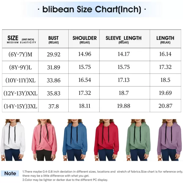 blibean Girls Knot Pullover Hoodies Unique Sweatshirt Size 6-15 Year