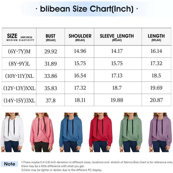 blibean Girls Knot Pullover Hoodies Unique Sweatshirt Size 6-15 Year