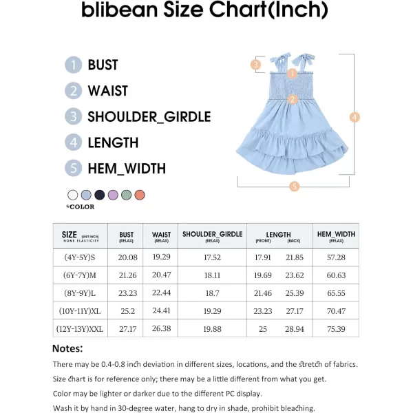 blibean Girls Sundress Strap Dress Size 4-13 Years Old