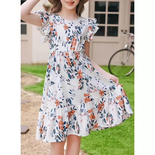 blibean Teen Girls Dresses Kids Double Layer Ruffle Sleeve Dress Size 6-15 Years