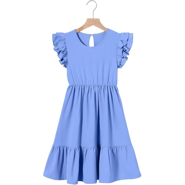 blibean Teen Girls Dresses Kids Double Layer Ruffle Sleeve Dress Size 6-15 Years