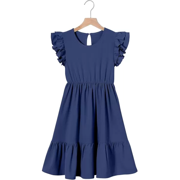blibean Teen Girls Dresses Kids Double Layer Ruffle Sleeve Dress Size 6-15 Years