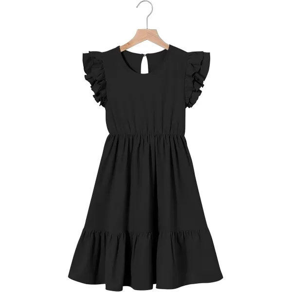 blibean Teen Girls Dresses Kids Double Layer Ruffle Sleeve Dress Size 6-15 Years