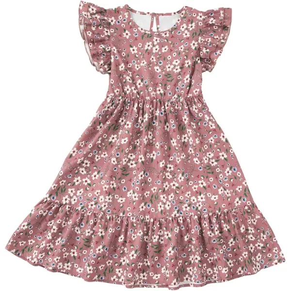 blibean Teen Girls Dresses Kids Double Layer Ruffle Sleeve Dress Size 6-15 Years