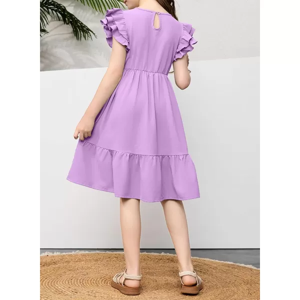 blibean Teen Girls Dresses Kids Double Layer Ruffle Sleeve Dress Size 6-15 Years