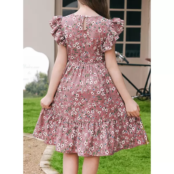 blibean Teen Girls Dresses Kids Double Layer Ruffle Sleeve Dress Size 6-15 Years