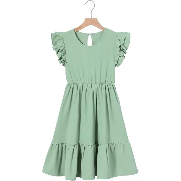 blibean Teen Girls Dresses Kids Double Layer Ruffle Sleeve Dress Size 6-15 Years