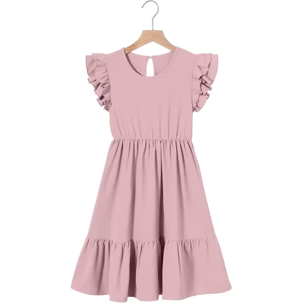 blibean Teen Girls Dresses Kids Double Layer Ruffle Sleeve Dress Size 6-15 Years