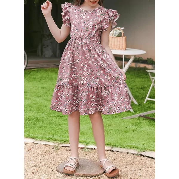 blibean Teen Girls Dresses Kids Double Layer Ruffle Sleeve Dress Size 6-15 Years