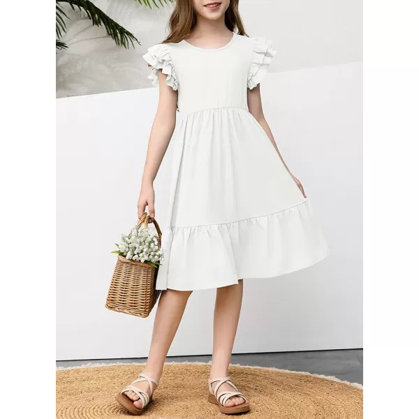 blibean Teen Girls Dresses Kids Double Layer Ruffle Sleeve Dress Size 6-15 Years