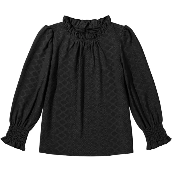 blibean Teen Girls Fall Ruffle Bloues Kids Smocked Long Sleeve Shirts Size 6-15 Years