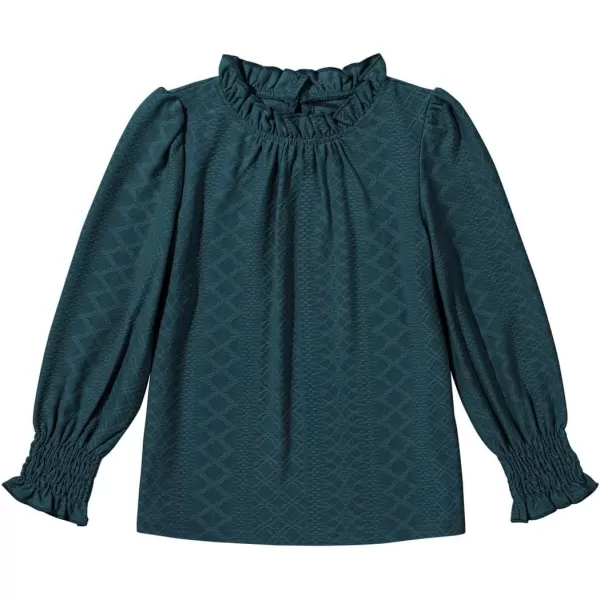 blibean Teen Girls Fall Ruffle Bloues Kids Smocked Long Sleeve Shirts Size 6-15 Years