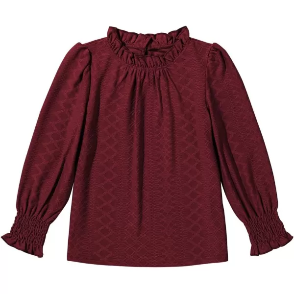 blibean Teen Girls Fall Ruffle Bloues Kids Smocked Long Sleeve Shirts Size 6-15 Years