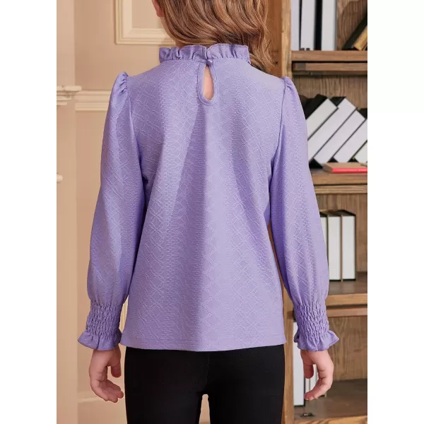 blibean Teen Girls Fall Ruffle Bloues Kids Smocked Long Sleeve Shirts Size 6-15 Years