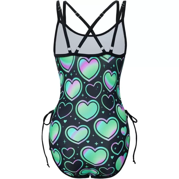 blibean Teen Girls Swimsuit One Piece Cut Out Adjustable Print Bathing Suit Size 6-15 Years