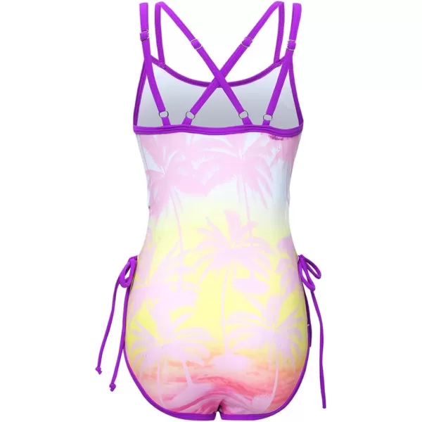 blibean Teen Girls Swimsuit One Piece Cut Out Adjustable Print Bathing Suit Size 6-15 Years