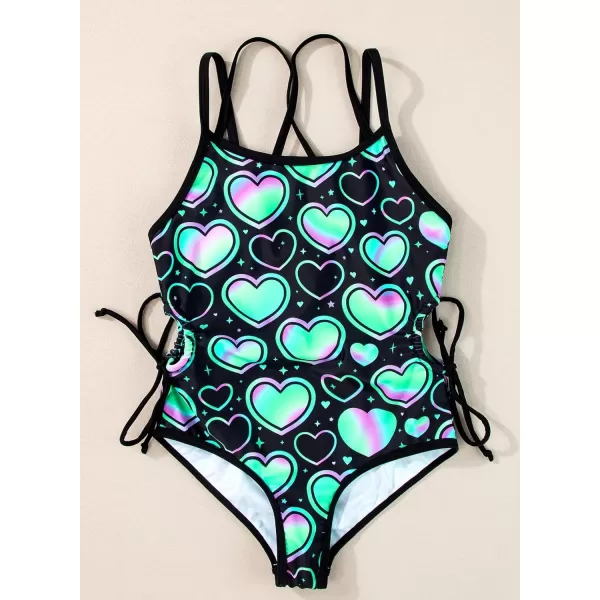 blibean Teen Girls Swimsuit One Piece Cut Out Adjustable Print Bathing Suit Size 6-15 Years