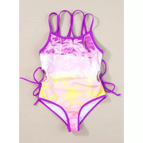 blibean Teen Girls Swimsuit One Piece Cut Out Adjustable Print Bathing Suit Size 6-15 Years