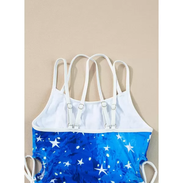 blibean Teen Girls Swimsuit One Piece Cut Out Adjustable Print Bathing Suit Size 6-15 Years
