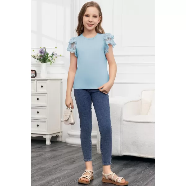 blibean Teen Girls Tshirt Cotton Flowy Short Sleeve Button Tops Size 6-15 Years