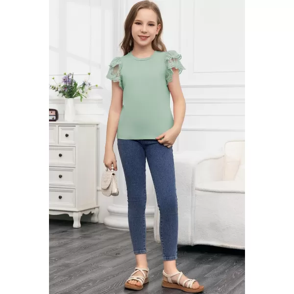 blibean Teen Girls Tshirt Cotton Flowy Short Sleeve Button Tops Size 6-15 Years