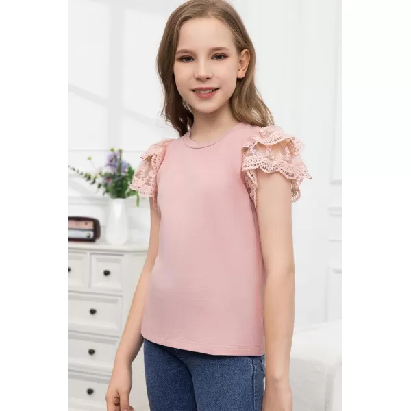 blibean Teen Girls Tshirt Cotton Flowy Short Sleeve Button Tops Size 6-15 Years
