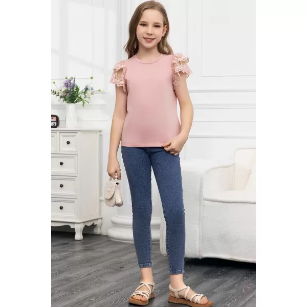 blibean Teen Girls Tshirt Cotton Flowy Short Sleeve Button Tops Size 6-15 Years