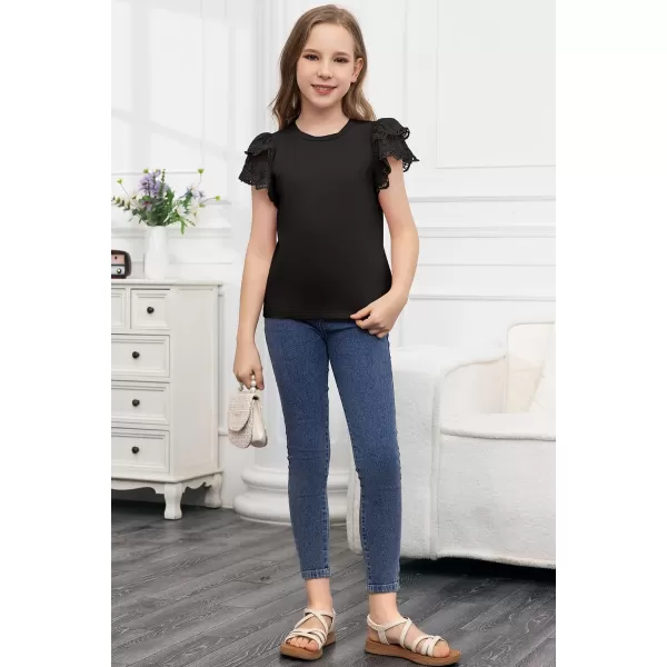 blibean Teen Girls Tshirt Cotton Flowy Short Sleeve Button Tops Size 6-15 Years