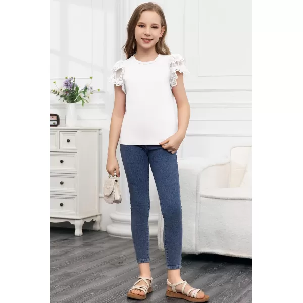 blibean Teen Girls Tshirt Cotton Flowy Short Sleeve Button Tops Size 6-15 Years