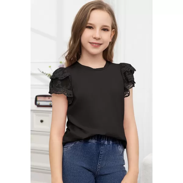 blibean Teen Girls Tshirt Cotton Flowy Short Sleeve Button Tops Size 6-15 Years