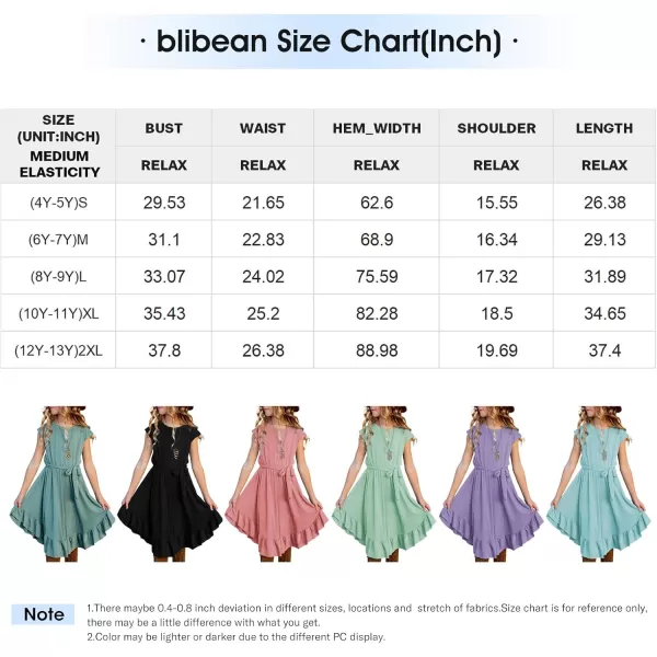blibean Tween Girl Fashion Swing Dress Boho A-line Dresses 4-13 Years