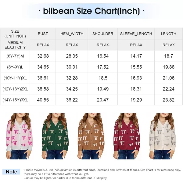 blibean Tween Girls Long Sleeve Open Front Cardigan Sweater Size 6-15 Years