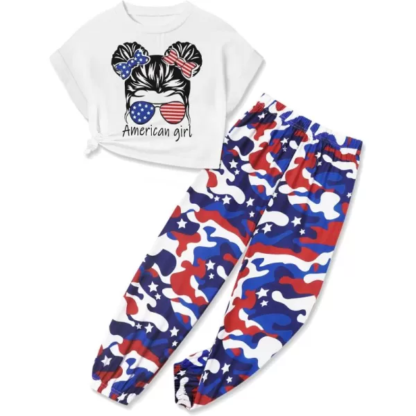 Girls 2 Piece Outfits Kids Clothes Cute Cool Girl Crop Tops + Camouflage Pants Summer Clothing Sets