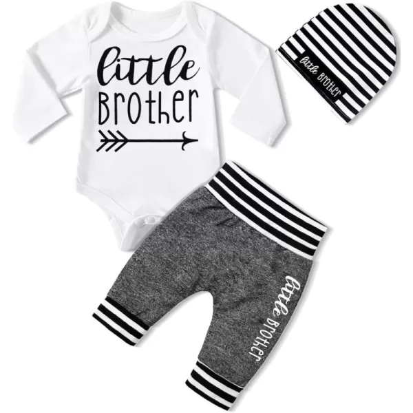 Newborn Baby Boy Clothes New To The Crew Letter Print Romper+Pants+Striped Hat 3pcs Infant Outfits Set