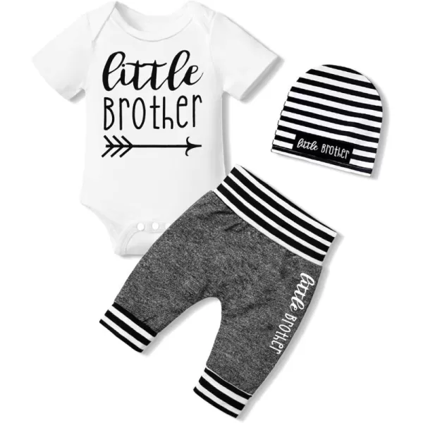 Newborn Baby Boy Clothes New To The Crew Letter Print Romper+Pants+Striped Hat 3pcs Infant Outfits Set