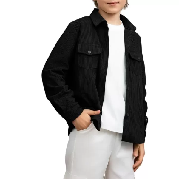 blibean Boy Corduroy Long Sleeve Shirt Jacket with Pockets Size 6-15 Years Old