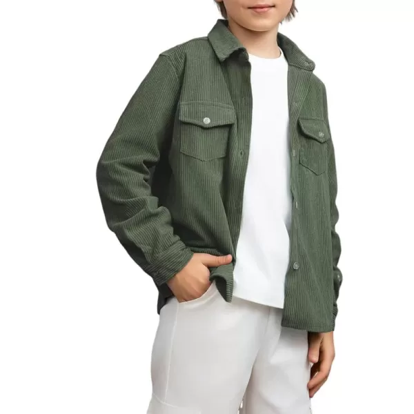 blibean Boy Corduroy Long Sleeve Shirt Jacket with Pockets Size 6-15 Years Old