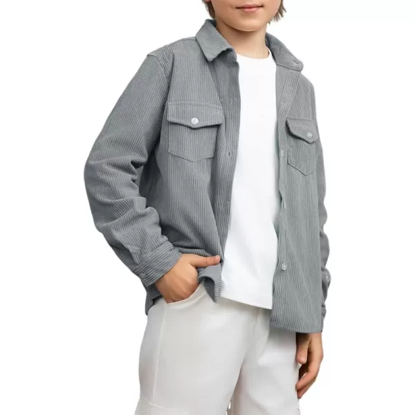 blibean Boy Corduroy Long Sleeve Shirt Jacket with Pockets Size 6-15 Years Old