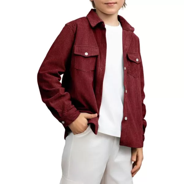 blibean Boy Corduroy Long Sleeve Shirt Jacket with Pockets Size 6-15 Years Old
