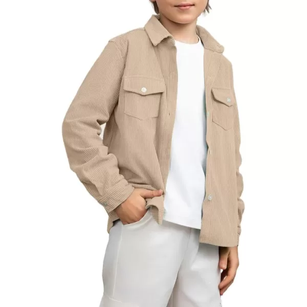 blibean Boy Corduroy Long Sleeve Shirt Jacket with Pockets Size 6-15 Years Old