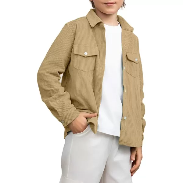 blibean Boy Corduroy Long Sleeve Shirt Jacket with Pockets Size 6-15 Years Old