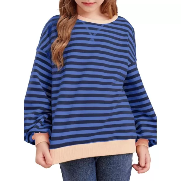 blibean Girls Cotton Long Sleeve Sweathirts Striped Color Block Tops Size 6-15 Years